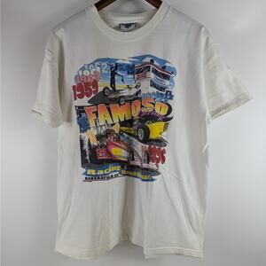 Vintage 1996 Mens Drag Racing L T-Shirt Budweiser Warm Up Fomoso Raceway Smokers
